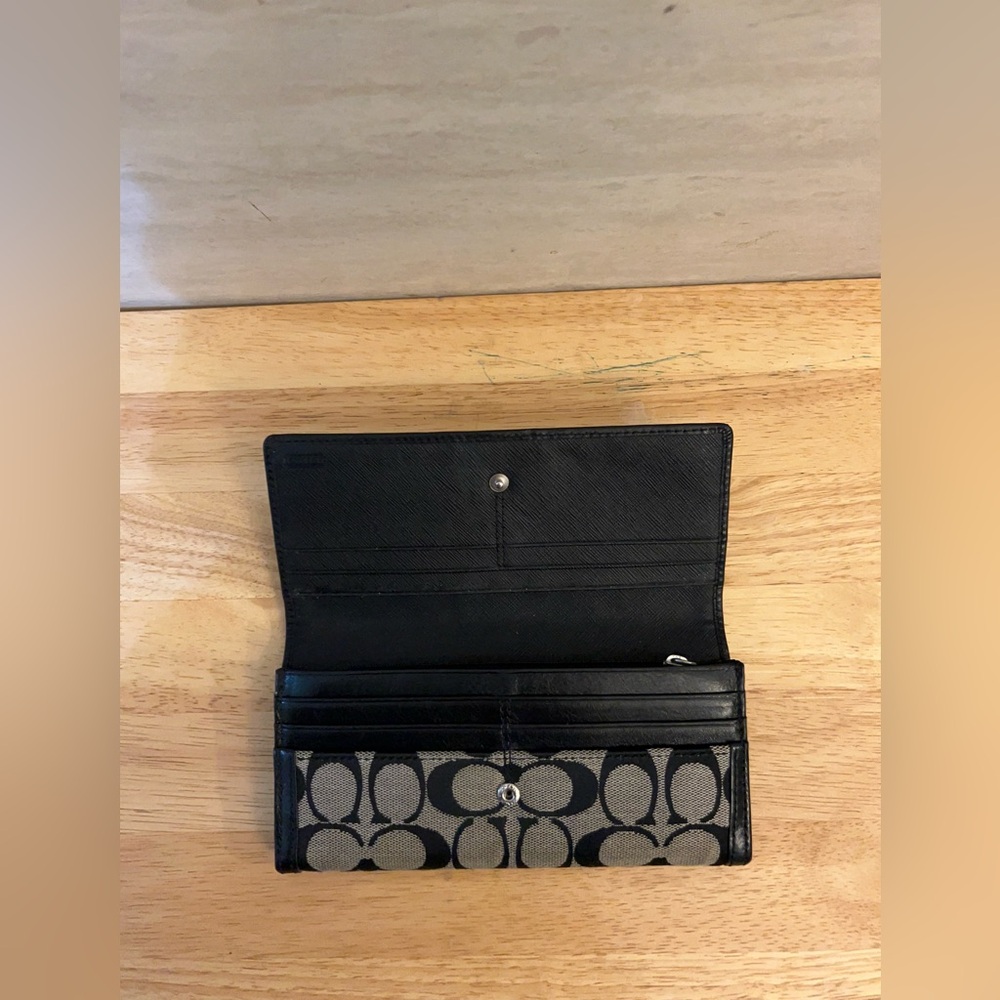 Coach Legacy Signature Checkbook Wallet With Leather Trim - Picture 6 of 15